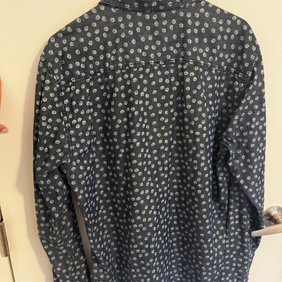 Flower Denim Dress Shirt - Picture 2 of 3